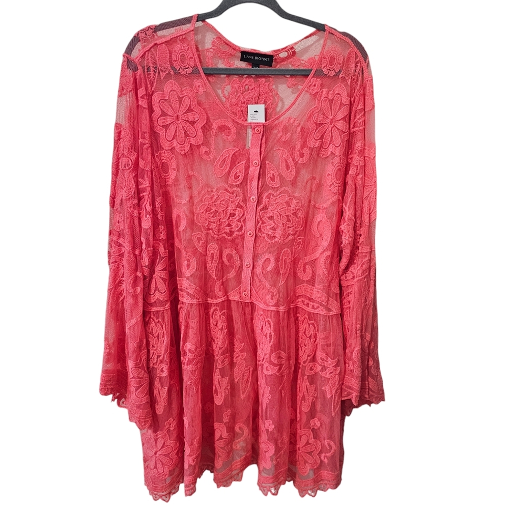 Lane bryant peach blouse 26/28....25 in pit to pit ..37 inches in length